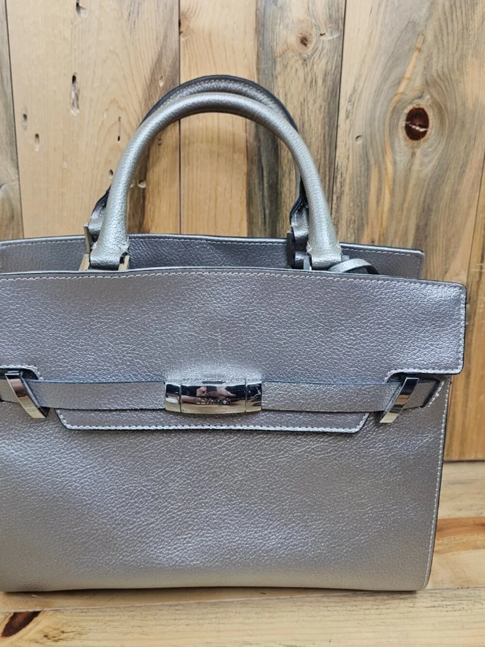 Calvin Klein Brooke Classic Structured Metallic Tote Handbag ~ NEW!